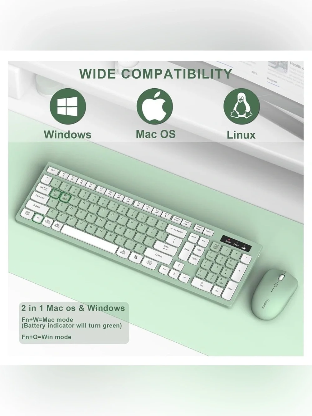 New Wireless Full-Size Keyboard & Mouse Combo 2.4GHz USB Receiver | Windows/Mac